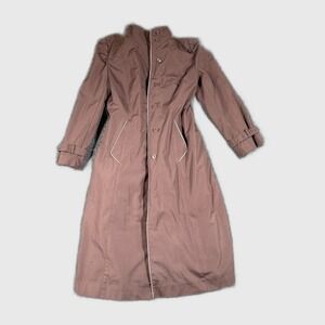 J. Gallery Womens Mauve Long Trench Coat Size 10/11 Lined Vintage Made in Korea